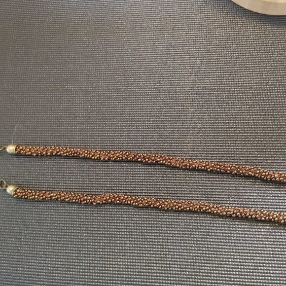 Vintage Pyrope Sparkly Brown Garnet Natural Gemstone Bead Necklace Gold Tone 19" - Picture 3 of 4